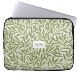 Vintage gröna pilbladmonogram laptop fodral