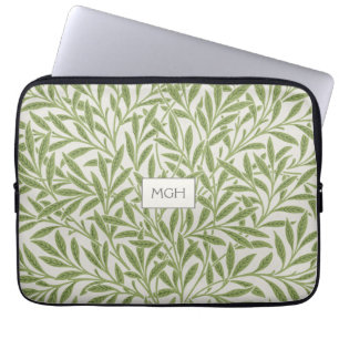 Vintage gröna pilbladmonogram laptop fodral