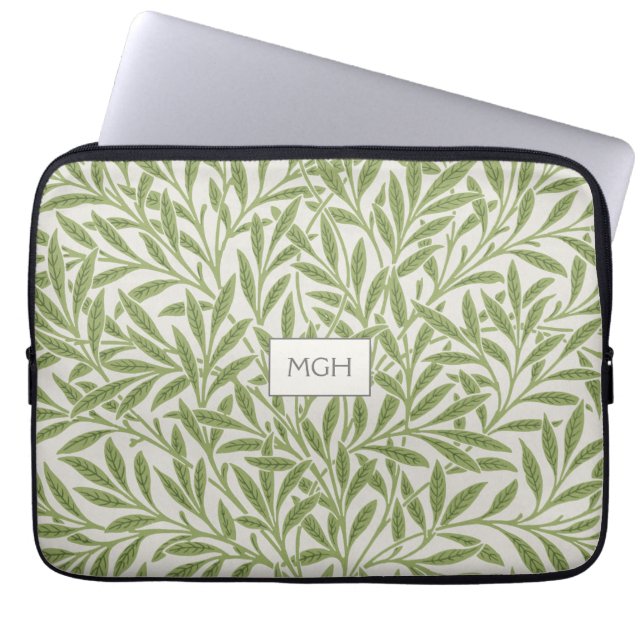Vintage gröna pilbladmonogram laptop fodral (Framsidan)