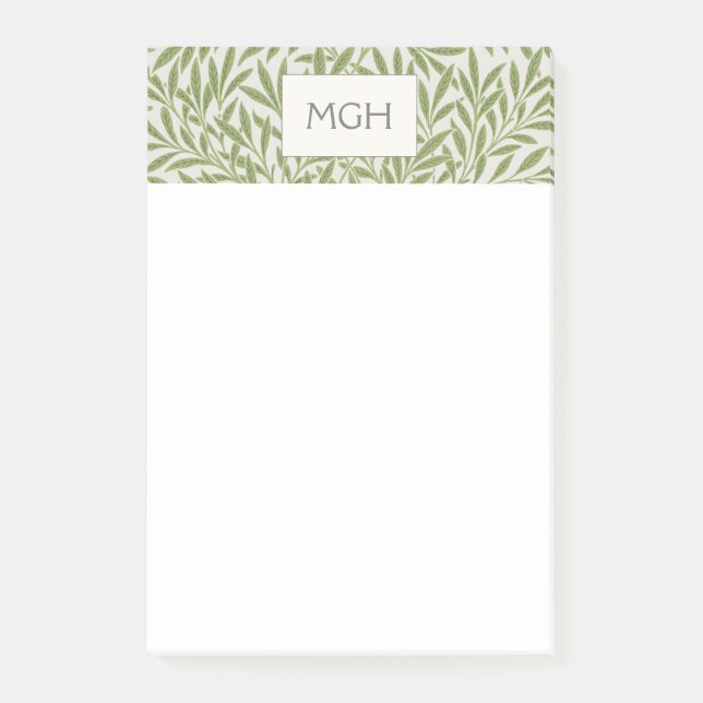 Vintage gröna pilbladmonogram post-it block (Framsida)