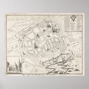 Vintage Groningen Netherlands Karta (1594) Poster