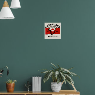 Vintage Grönlandskarta Logo - Arktisk Sol Est. 197 Poster