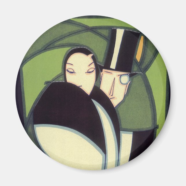 Vintage grönsaksetikett, Art Deco-romantik Magnet (Framsidan)