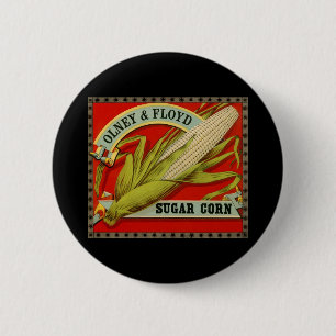 Vintage grönsaksetikett, Olney & Floyd Sugar Corn Knapp
