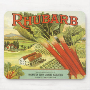 Vintage grönsakskonservsetikett konst, Rabarberfar Musmatta