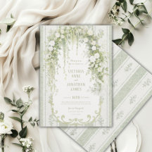 Vintage grönska blomster elegant sagegrön bröllop