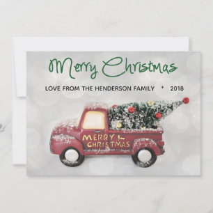 Vintage Grönt 1950's Chevy God jul Julkort