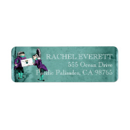 Vintage Grönt Alice i Wonderland Returadress Etikett