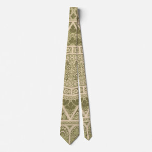 Vintage Grönt Art nouveau Blommönster Slips