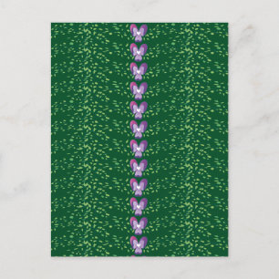 Vintage Grönt Blommigt Violes tapet mönster Vykort