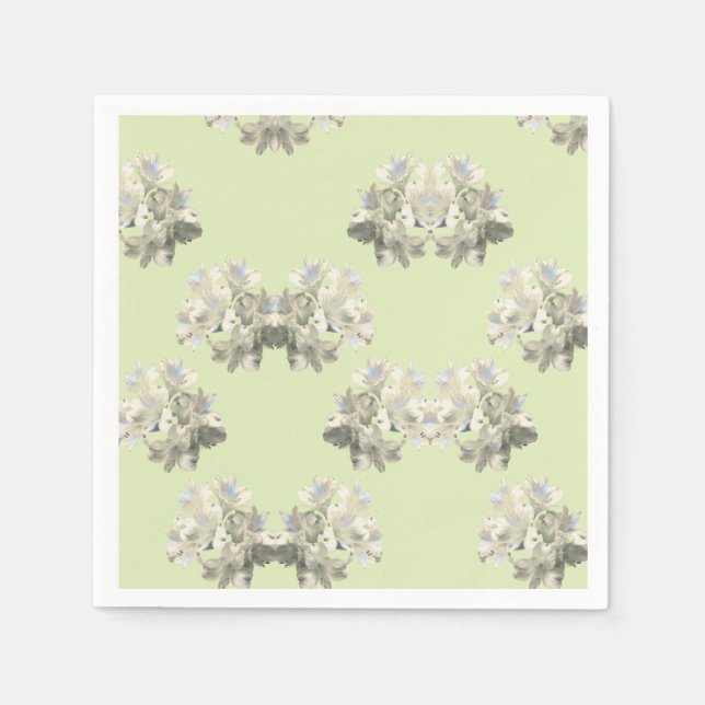 Vintage grönt blommönstrat papper pappersservett (Framsidan)