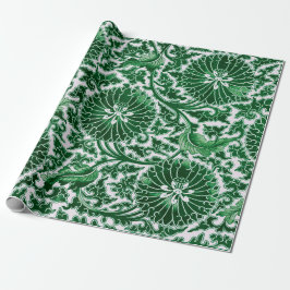 Vintage Grönt Blommönstret Ornamental Presentpapper