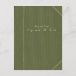 Vintage Grönt Bok Spara datum Meddelande Vykort