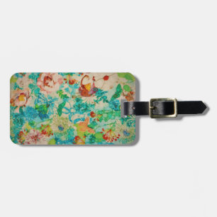 Vintage Grönt Botaniska sommarträdgårdsblommor frå Bagagebricka
