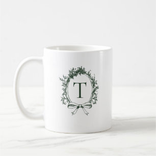 Vintage grönt botaniskt monogram kaffemugg