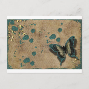 Vintage Grönt Butterfly Vykort