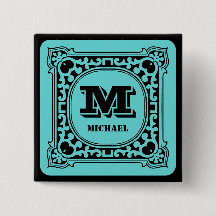 Vintage grönt dekorativ alfabet namn monogram