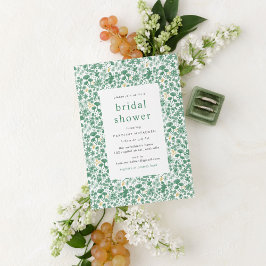 Vintage Grönt Ditzy Blommigt Möhippa Inbjudningar