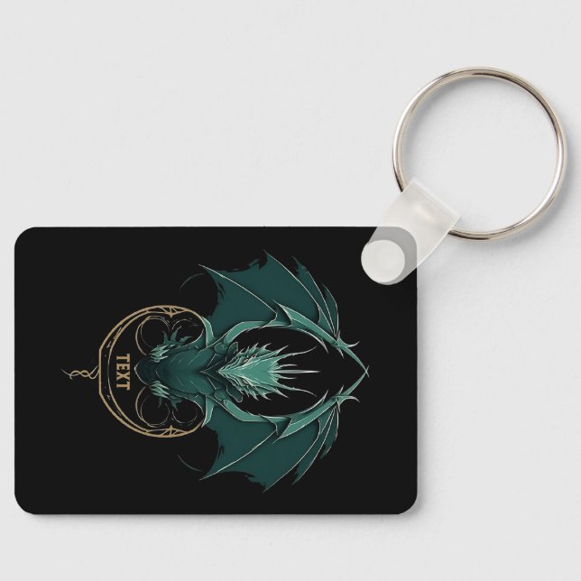 Vintage Grönt Dragon Elegance Nyckelring (Framsida)