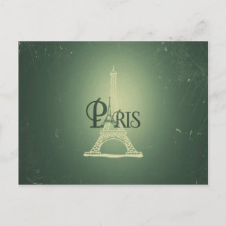 Vintage Grönt Eiffel Torn Parisdesign Vykort
