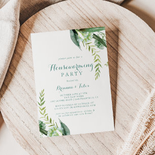 Vintage Grönt Eucalyptus Houseuppvärmning Party Inbjudningar