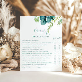 Vintage Grönt Eucalyptus Oh Baby Shower Game