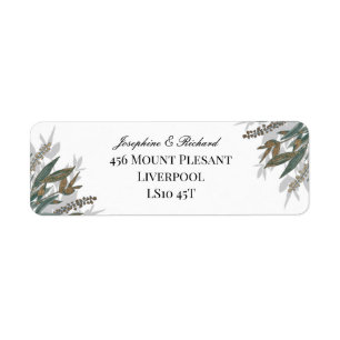 Vintage Grönt Foliage Returadress Lable Etikett