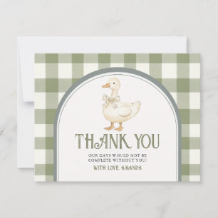 Vintage Grönt Gåse Baby Shower-Tack Card Tack Kort
