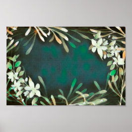 Vintage Grönt grått tropiska växter botaniska Poster