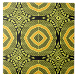 Vintage grönt gult geometrisk mönster kakelplatta