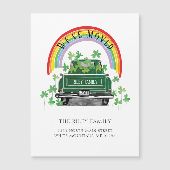 Vintage Grönt Lastbil Shamrock Rainbow Flytta (Framsida)
