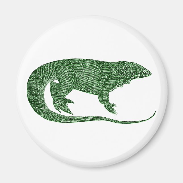 Vintage Grönt Lizard Magnet (Framsidan)