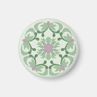 vintage grönt lotusmönster magnet