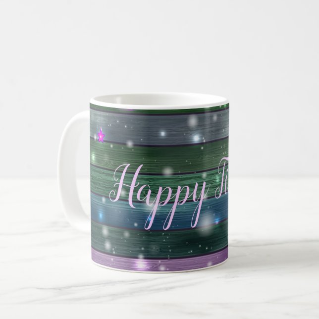 Vintage Grönt Lycklig Kaffemugg (Framsida vänster)