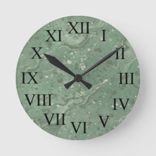 Vintage Grönt Marble Mönster Wall Clock Rund Klocka