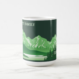 Vintage grönt Mountain sjö Sunset Kaffemugg