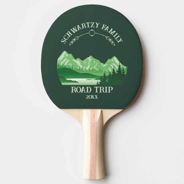 Vintage grönt Mountain sjö Sunset Pingisracket (Framsidan)