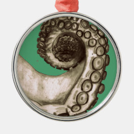 Vintage Grönt Nautical Octopus Tentacle Julgransprydnad Metall