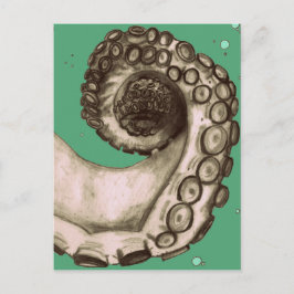 Vintage Grönt Nautical Octopus Tentacle Vykort