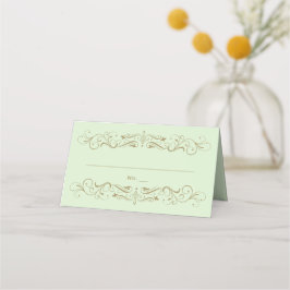 Vintage Grönt och Antique Guld Flourish Bröllop Placeringskort