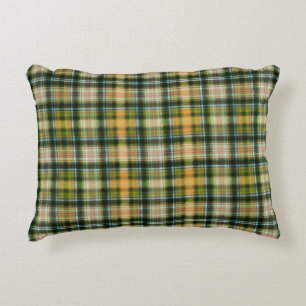 Vintage Grönt orange St Patrick plaid mönster Prydnadskudde