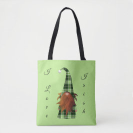 Vintage Grönt plaid St Patrick Gnome I kärlek Iris Tygkasse