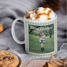Vintage Grönt Play Gingham Rustic Photo jul