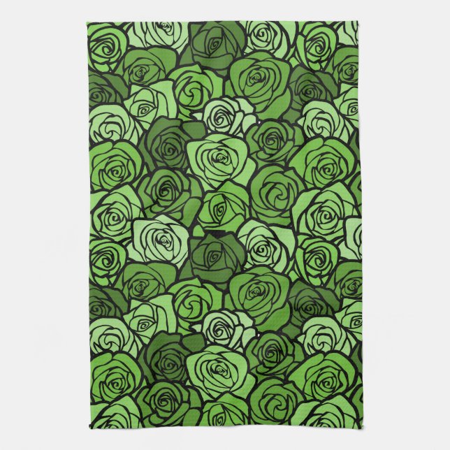 Vintage grönt ro Towel Kökshandduk (Vertikal)