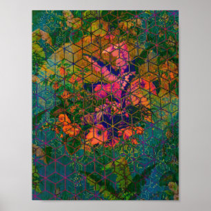 Vintage Grönt Safari Tropical Jungle Wildlife Lejo Poster