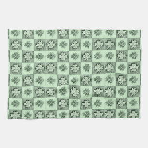 Vintage Grönt Sankt Patrick retro shamrock mönster Kökshandduk