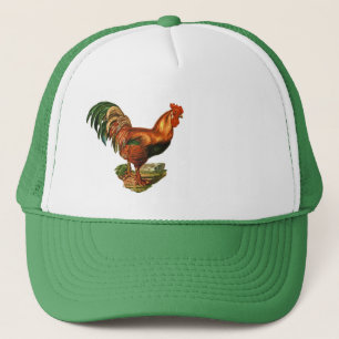 Vintage Grönt Svan Fjädrar Tupp Cockerel Keps
