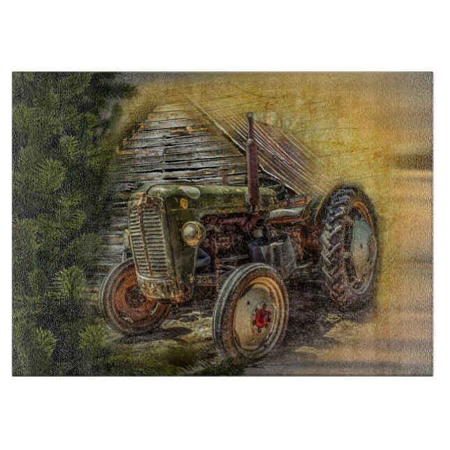 Vintage Grönt Tractor Rustic Old Barn (Framsidan)