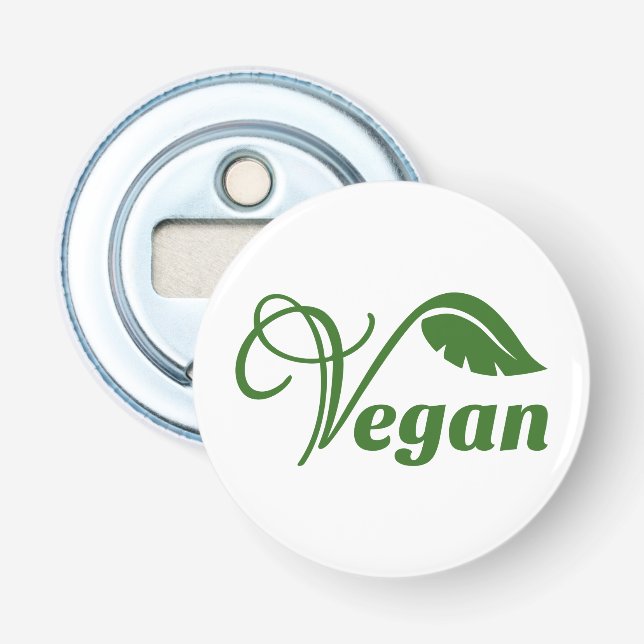 Vintage grönt veganskt logoblad av Bearnd Flasköppnare (Framsidan)
