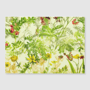 Vintage Grönt Woodland Botanical Löv Wildblomma